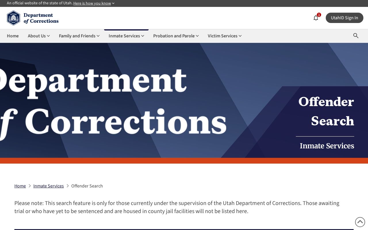 Piute County arrest record follow-up through UDC Offender Search