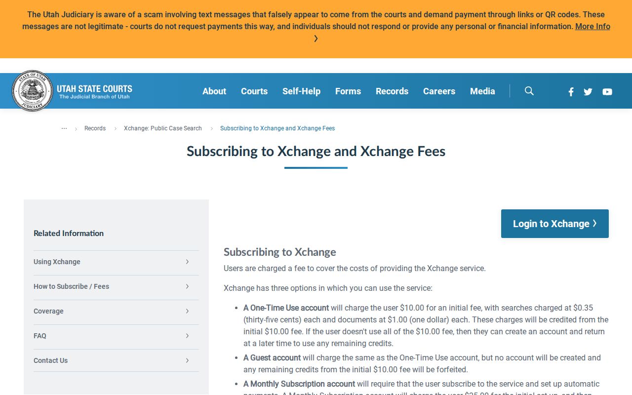 Piute County criminal court case lookup fees in Utah Courts Xchange