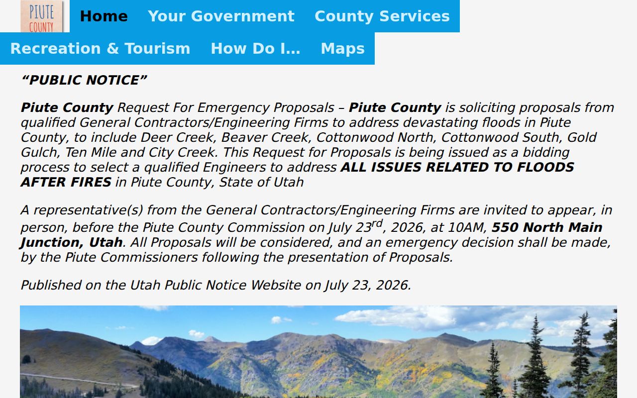 Piute County criminal history access on the official county website