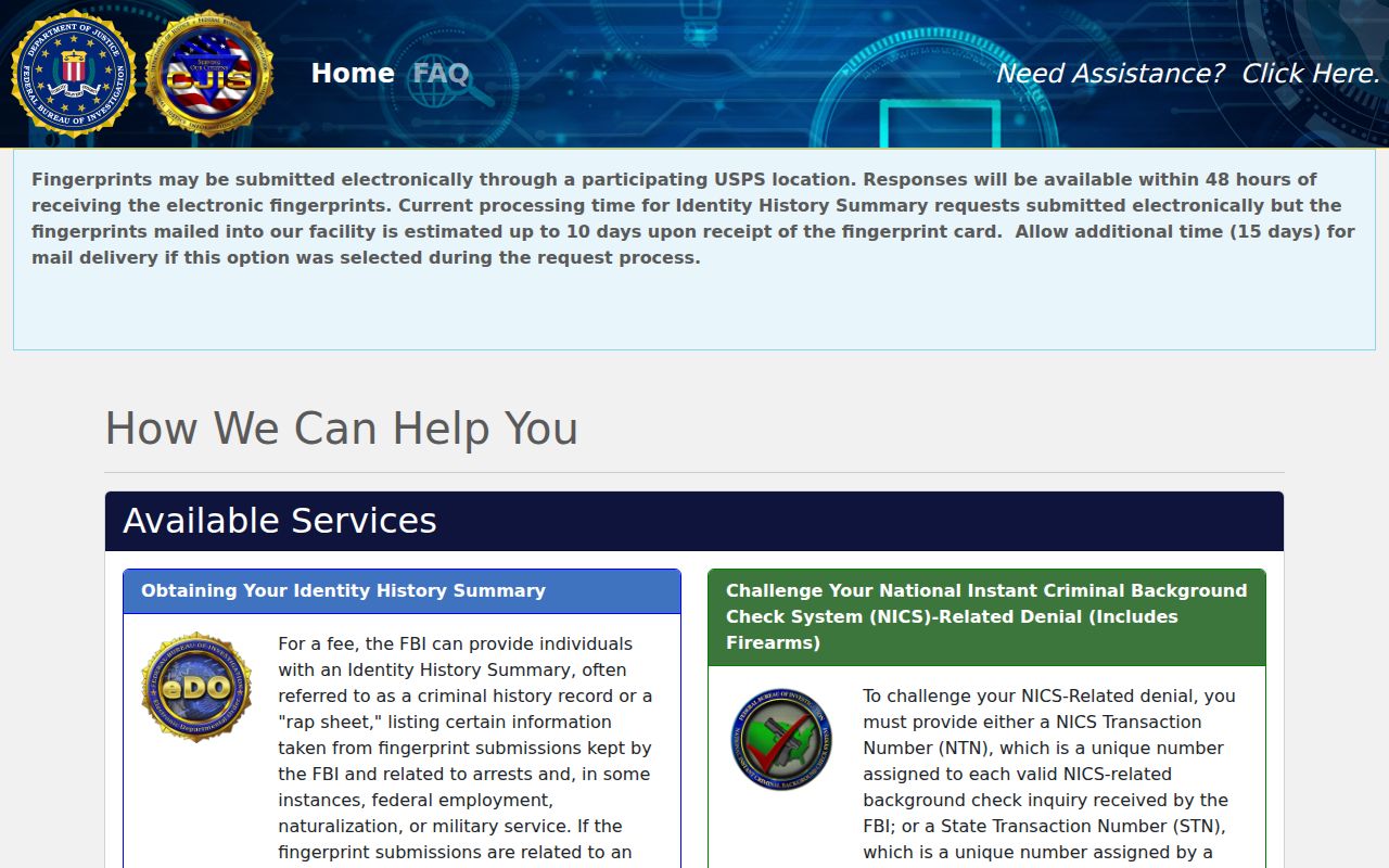 Piute County criminal history and federal identity review access